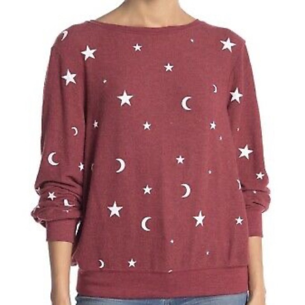 Wildfox Red Star and Moon Baggy Beach Jumper